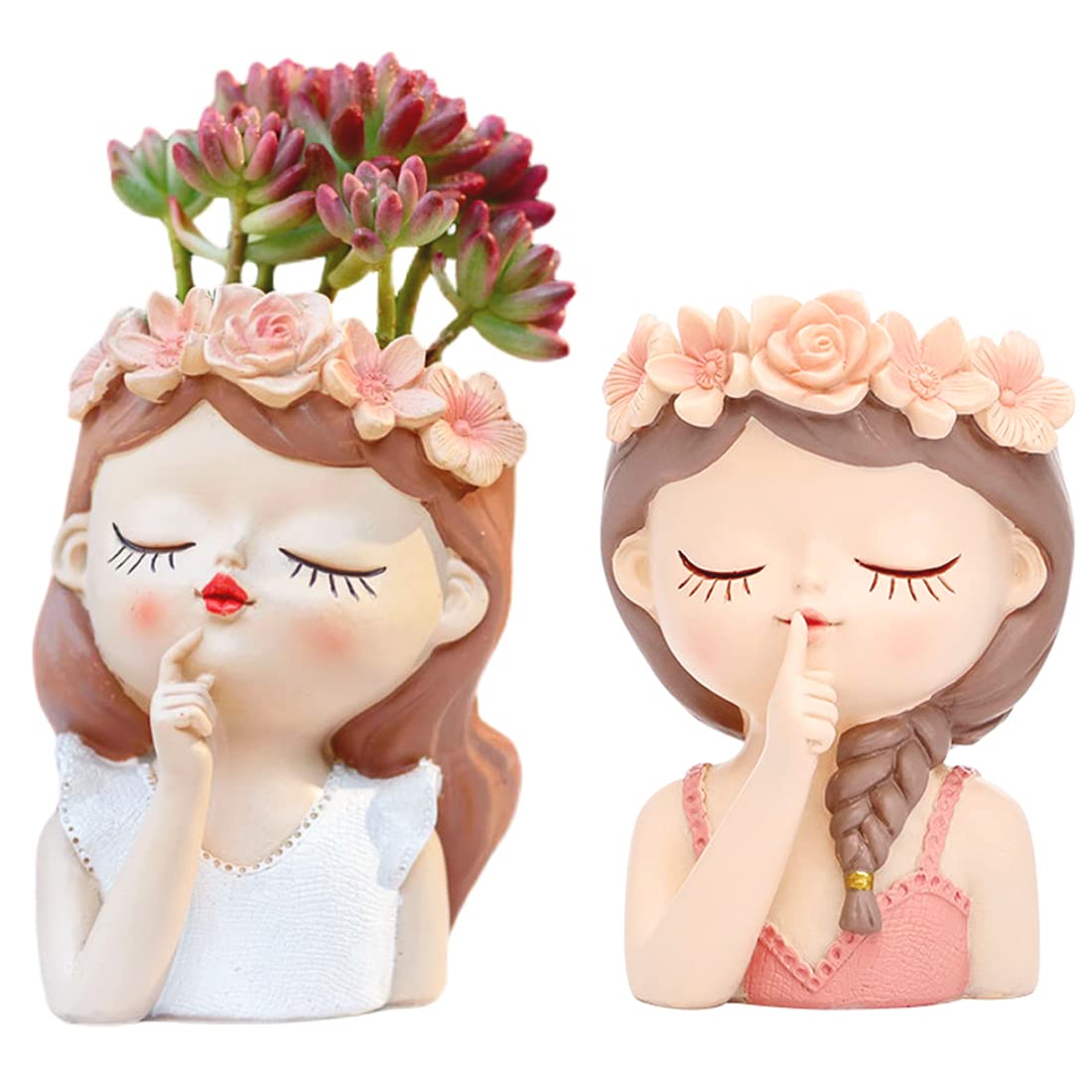 Blumentopf Harz Figur Mädchen