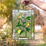 Stained Glass Birds on Window Panel