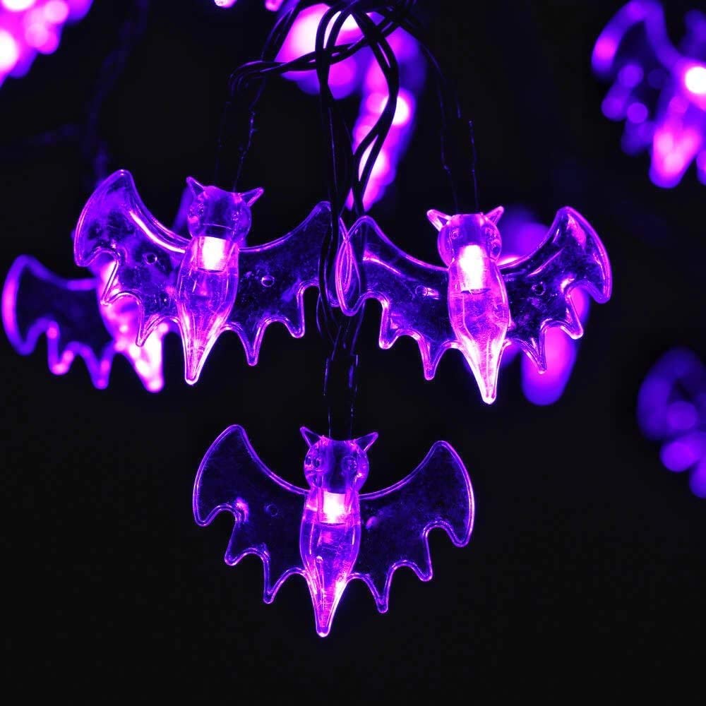 Guirlande lumineuse d'Halloween - Chauve-souris violette