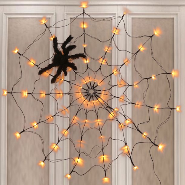 Halloween Deko Spinnennetz Beleuchtung - LED Lichterkette