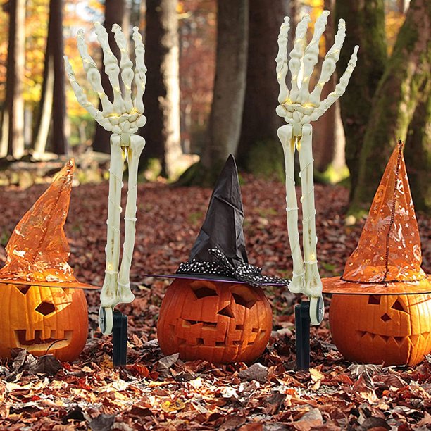 Halloween Dekorationen Beleuchtete Skelettarm-Erdspieße Lichter