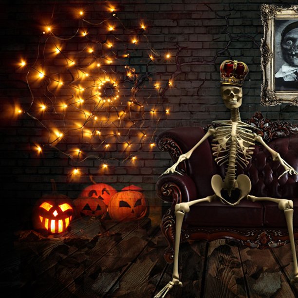 Halloween Deko Spinnennetz Beleuchtung - LED Lichterkette