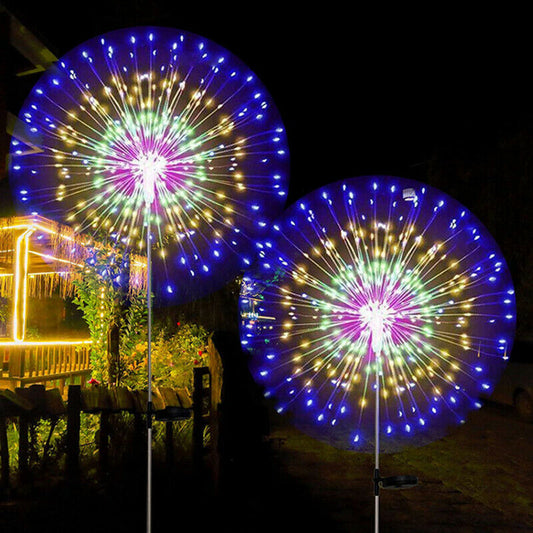 Solar Outdoor Waterproof Yard Fireworks Light - 150 LED Solar Light Depot Firework Multicolor 2 pack 