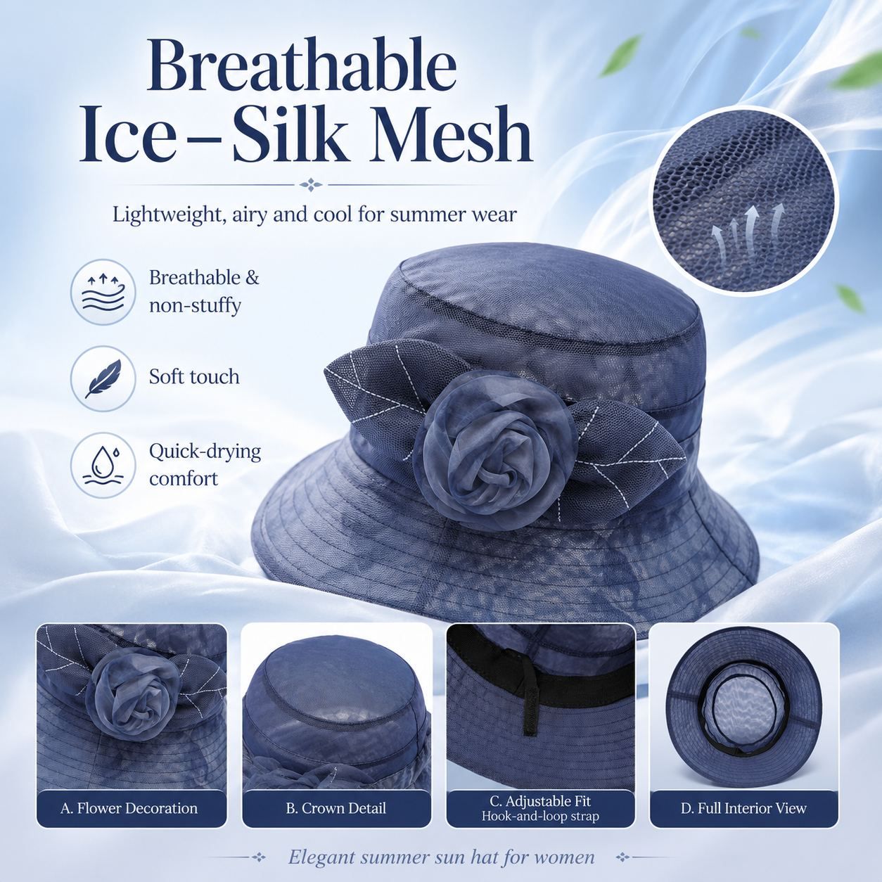 Women’s Ice-Silk Wide Brim Sun Hat 🌸
