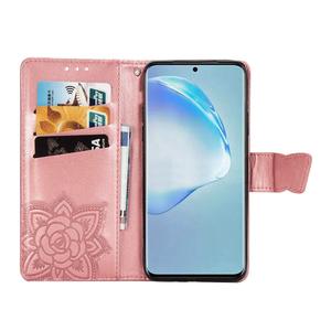 Étui portefeuille en cuir gaufré de luxe avec papillon pour Samsung A21S