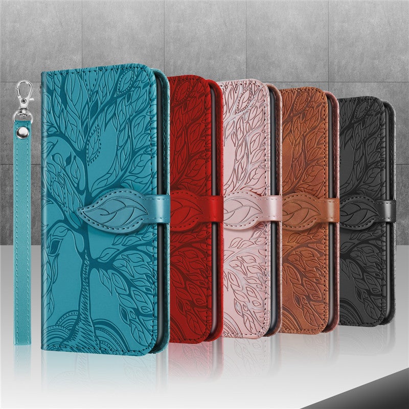 Neue 3D geprägte Baum des Lebens Brieftaschen-Handyhülle für Samsung S Serie