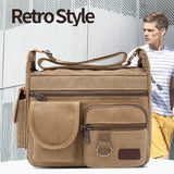 Universal Canvas Multi-Pocket Retro Large Crossbody Bag