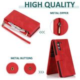 Luxury Skin Feel Multi-card Zipper Leather Case For Samsung Series