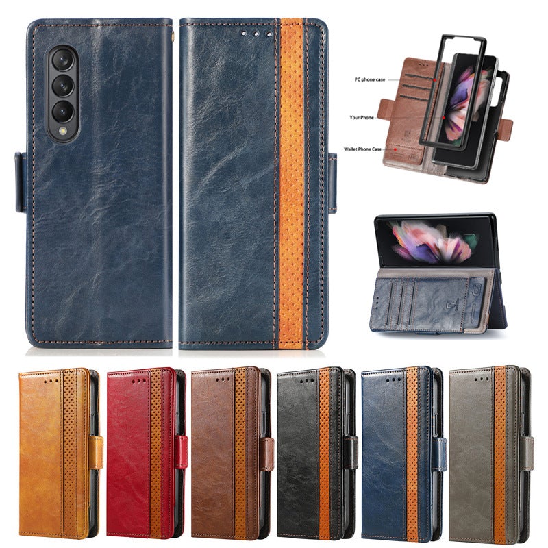 Étui de téléphone en cuir magnétique pour Samsung Galaxy Z Fold3 5G
