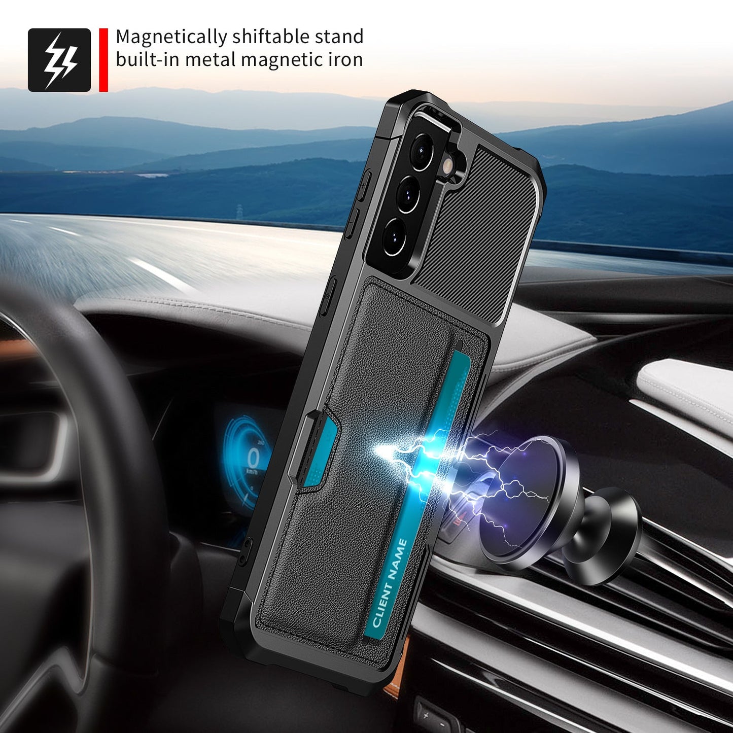 Étui de téléphone anti-chute avec fente pour carte magnétique pour Samsung