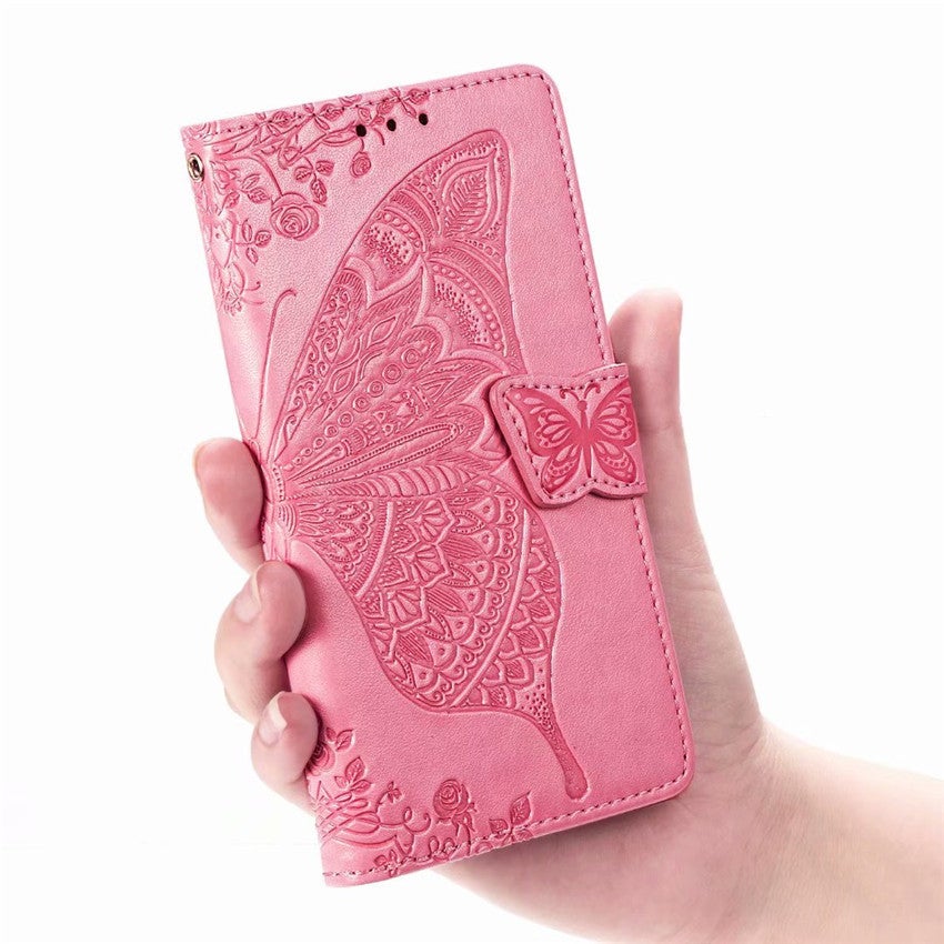 Neue luxuriöse Brieftaschen-Schutzhülle aus geprägtem Leder mit Schmetterlingsmotiv für iPhone 7 Plus/8 Plus