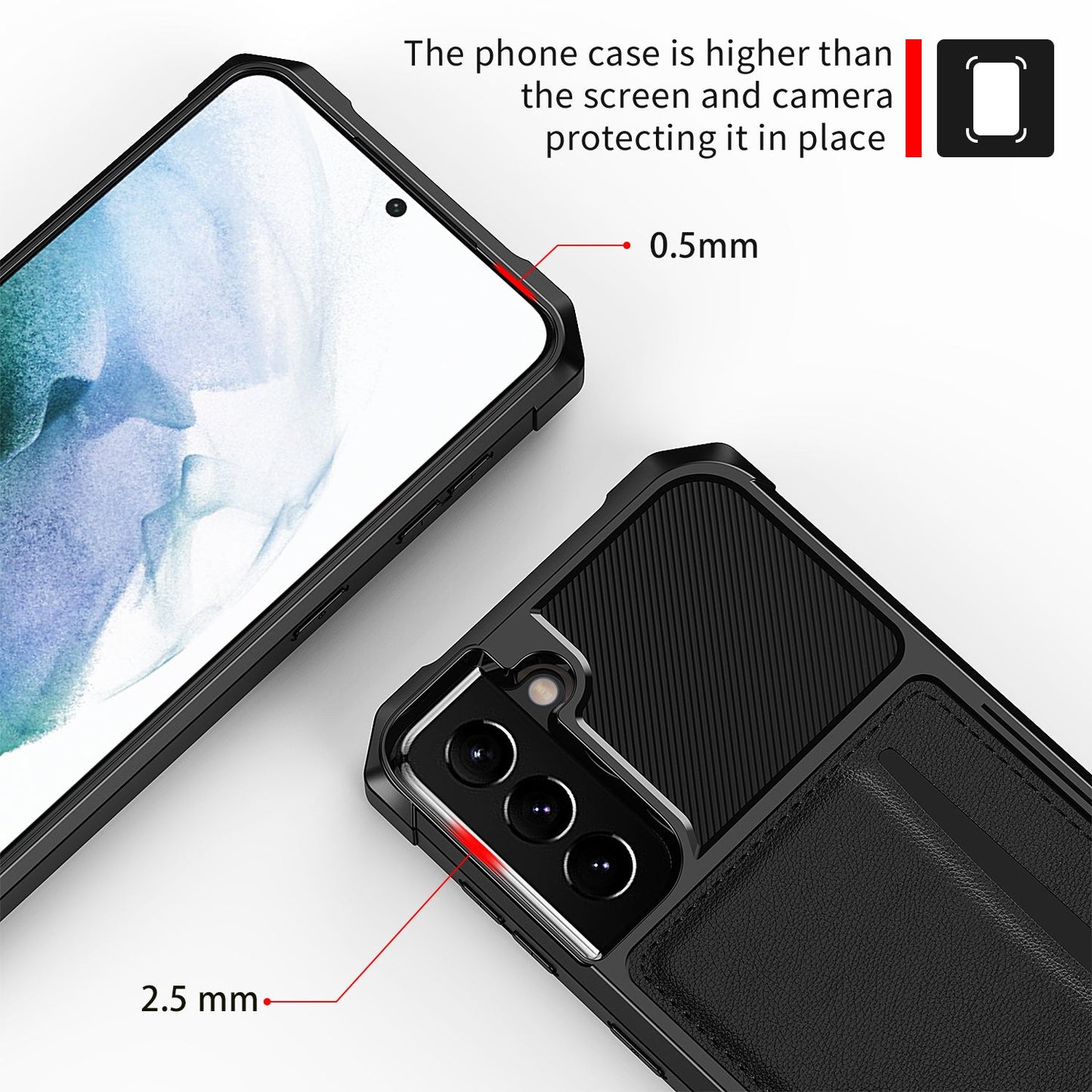 Étui de téléphone anti-chute avec fente pour carte magnétique pour Samsung