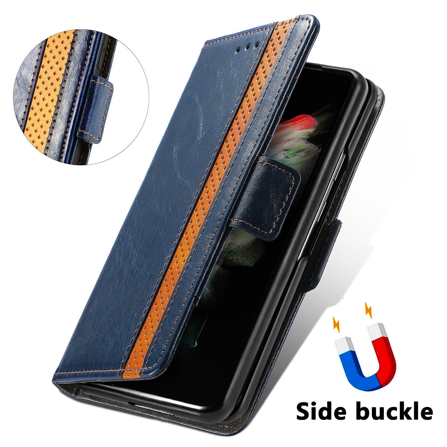 Étui de téléphone en cuir magnétique pour Samsung Galaxy Z Fold3 5G