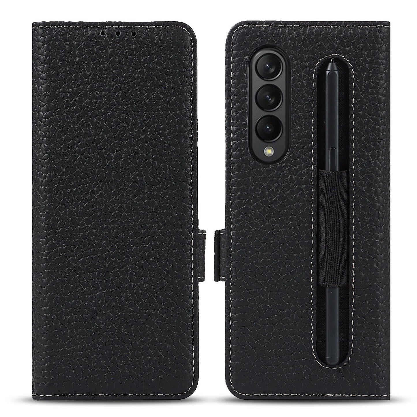 High Quality Lychee Anti-drop Pen Slot Phone Case For Samsung Galaxy Z Fold3 5G
