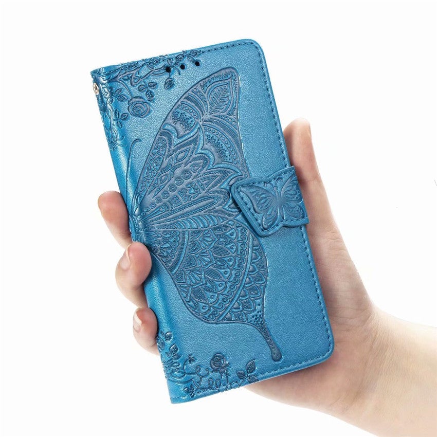 Luxuriöse geprägte Schmetterlings-Lederhülle Flip Case für MOTO
