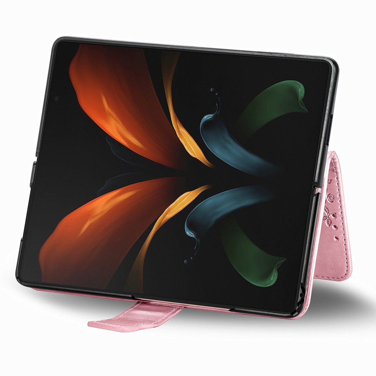 Étui Portefeuille en Cuir Papillon Gaufré de Luxe pour Samsung Galaxy Z Fold3 5G