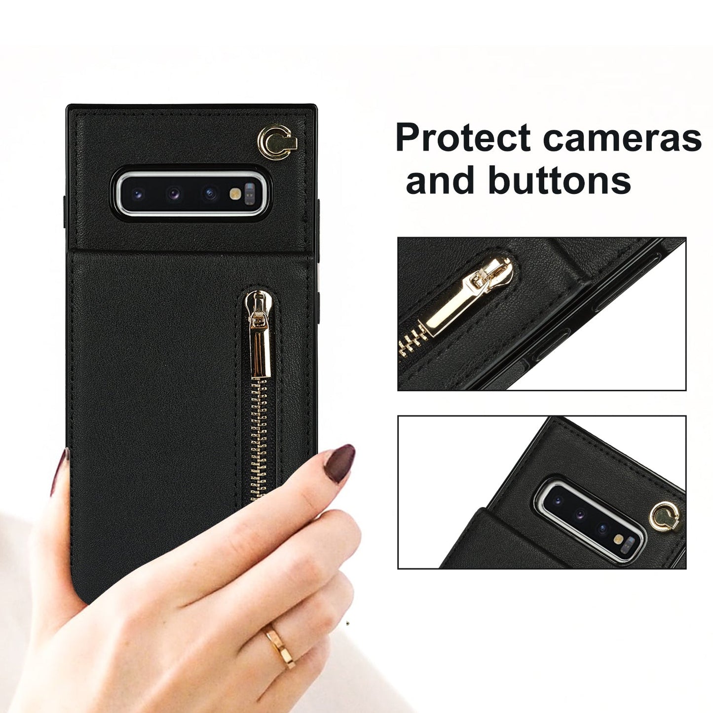 Nouvel étui portefeuille croisé zippé pour téléphone Samsung S10 Plus
