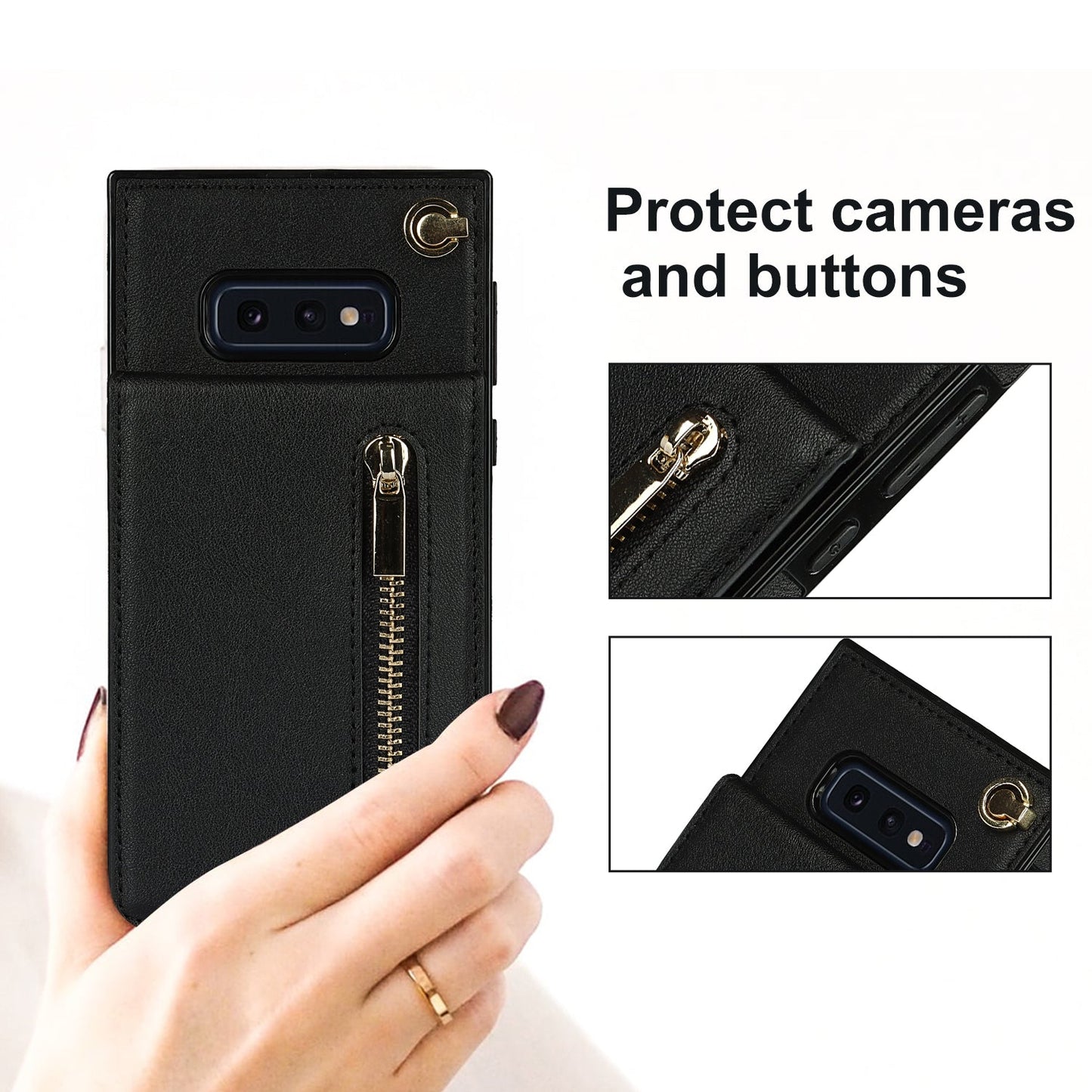 Nouveau portefeuille zippé à bandoulière pour Samsung S10E