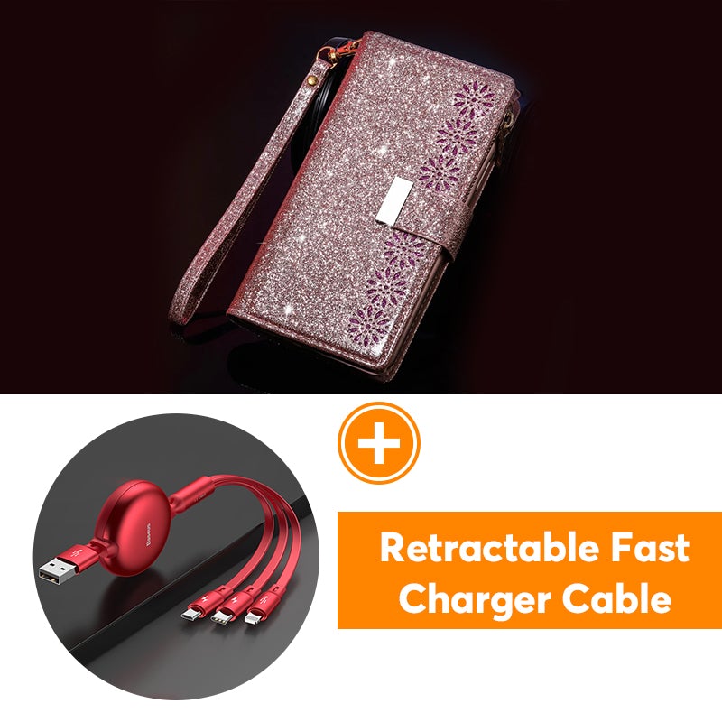 Glitzer Funkelnd Mädchenhaft Bling Leder Flip Cover für Samsung Note20/Note20 5G