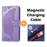 Luxury Embossed Butterfly Leather Wallet Flip Case for LG K61