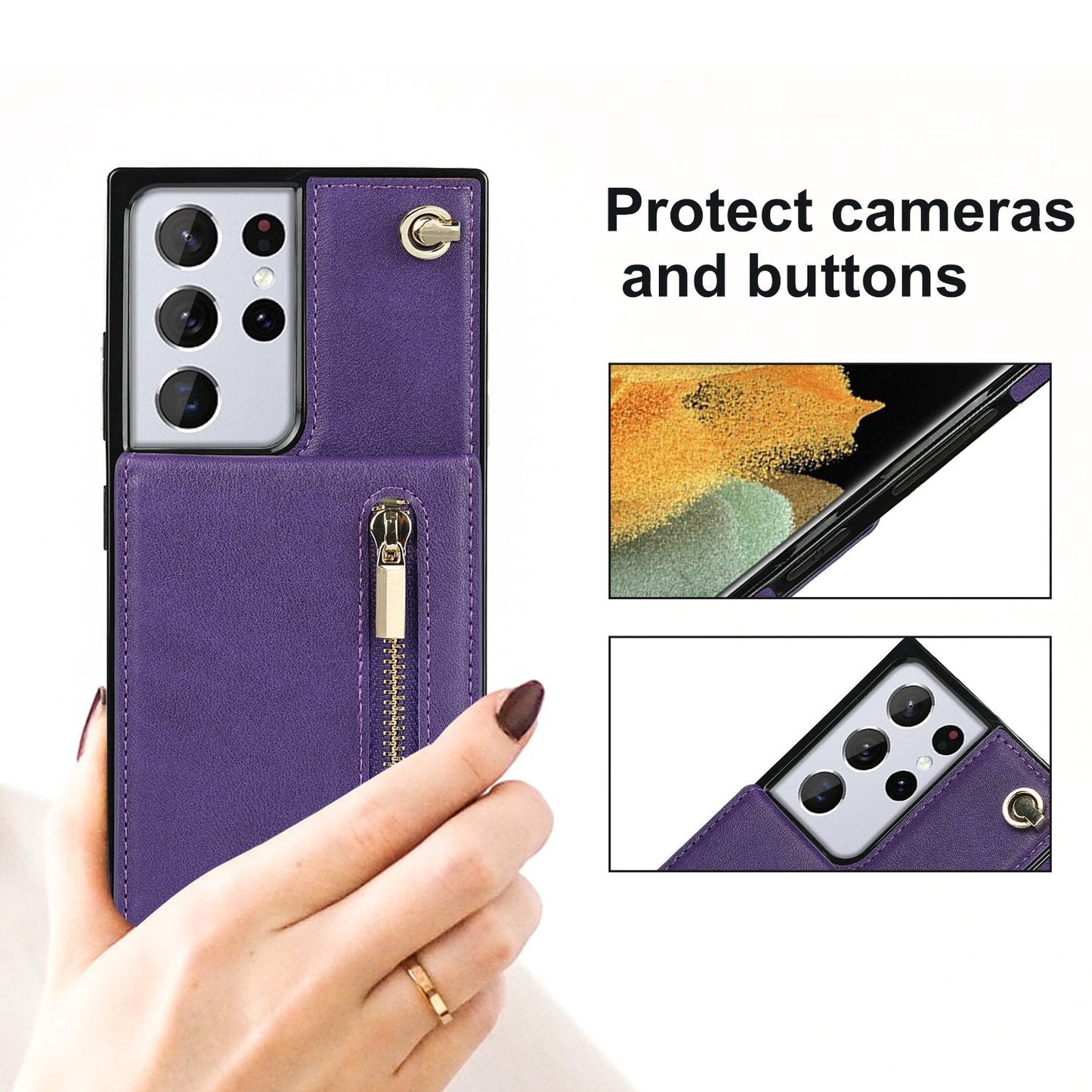 Nouveau portefeuille de téléphone à fermeture éclair pour Samsung