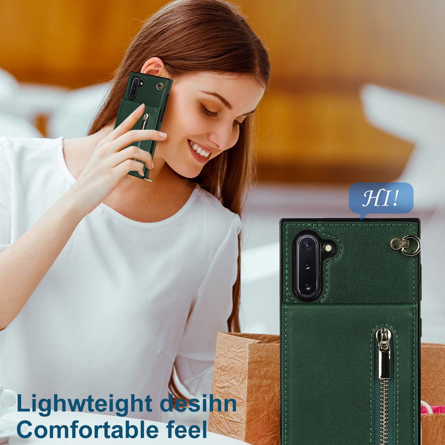 Neue Umhängetasche mit Reißverschluss-Geldbörse und Handyhülle für Samsung Note10