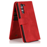 Luxury Skin Feel Multi-card Zipper Leather Case For Samsung Series