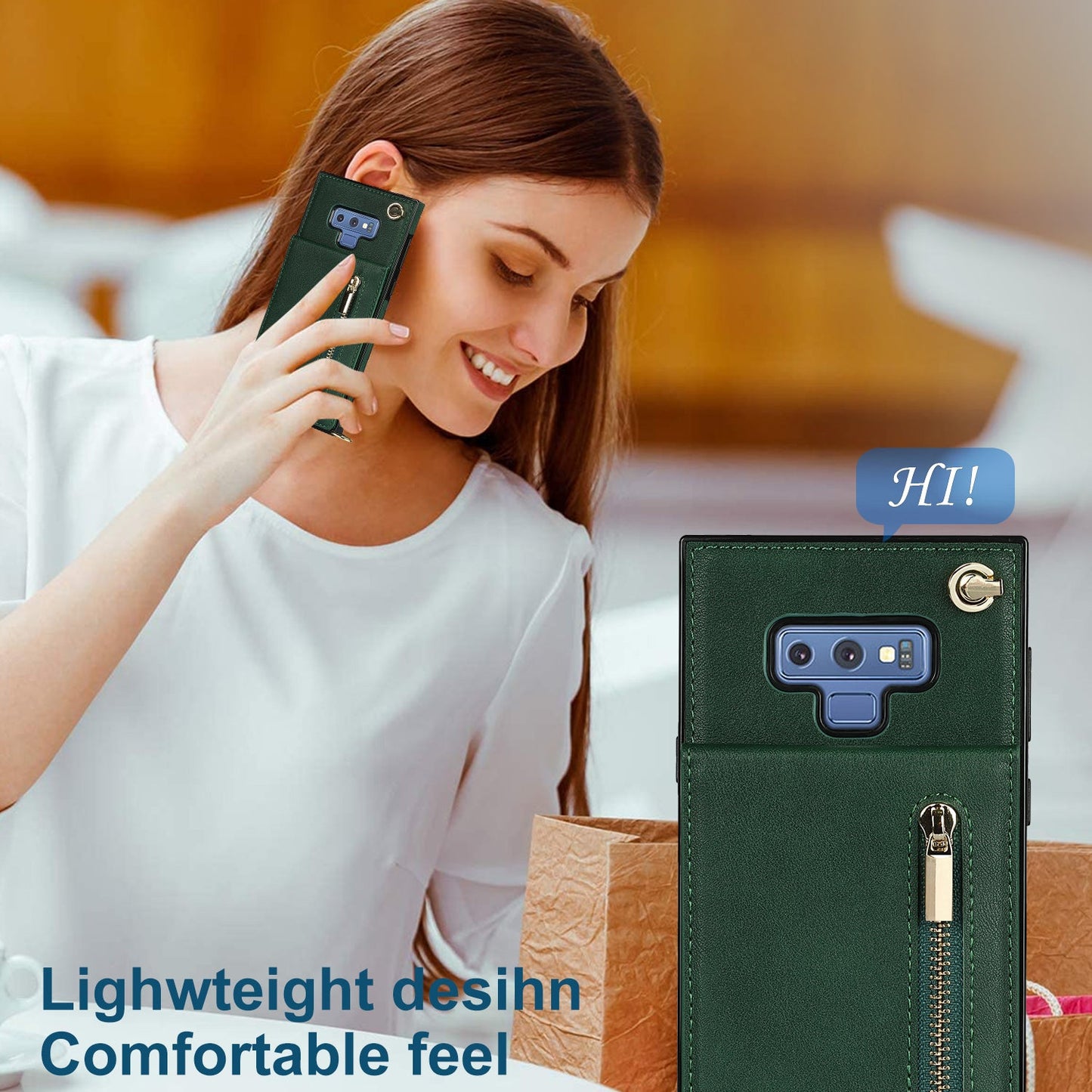 Neue Crossbody-Reißverschluss-Brieftaschen-Handyhülle für Samsung Note9