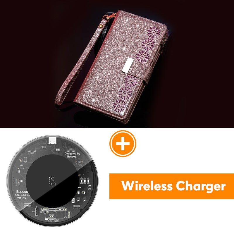 Glitzer Funkelnd Mädchenhaft Bling Leder Flip Cover für Samsung Note20/Note20 5G