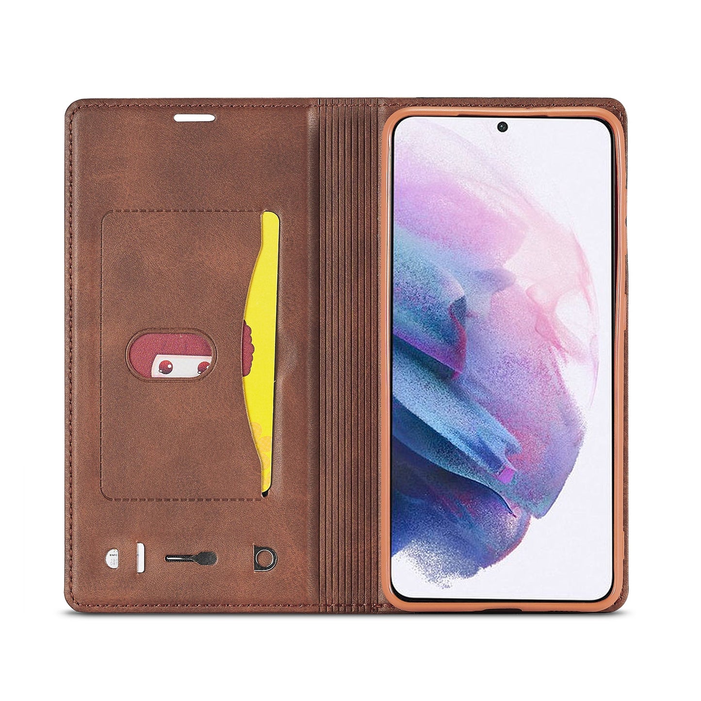Étui portefeuille magnétique de haute qualité pour Samsung S21 5G