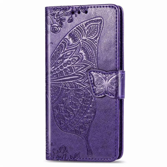 Étui Portefeuille de Luxe en Cuir Papillon Gaufré pour Samsung
