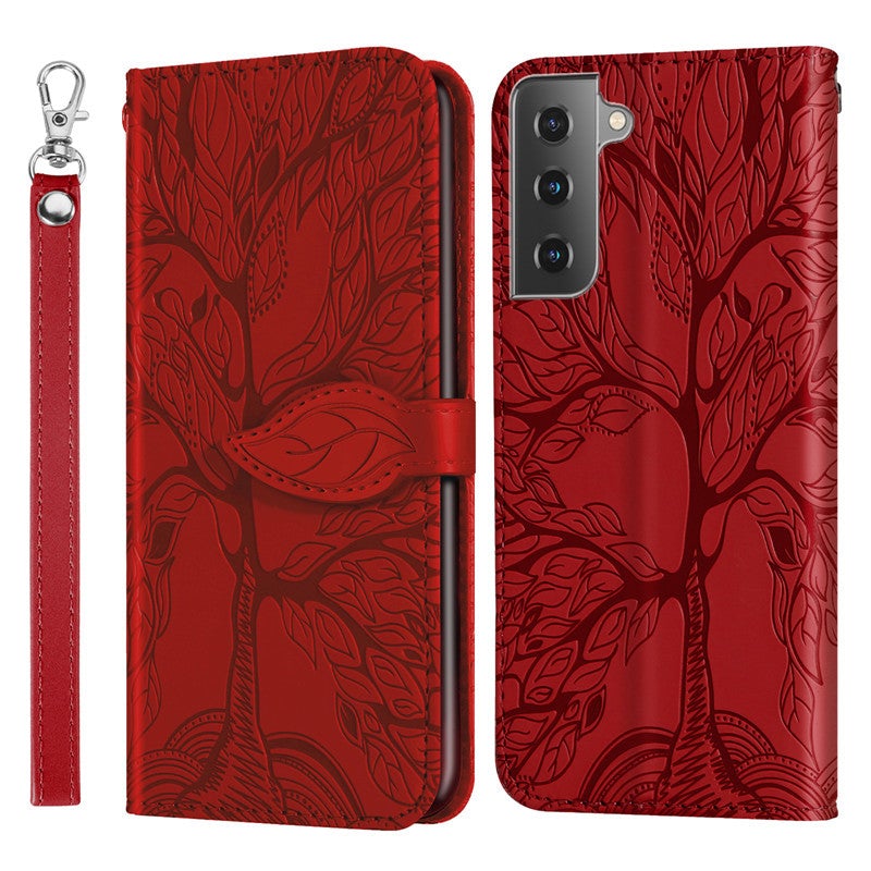Neue 3D geprägte Baum des Lebens Brieftaschen-Handyhülle für Samsung S Serie