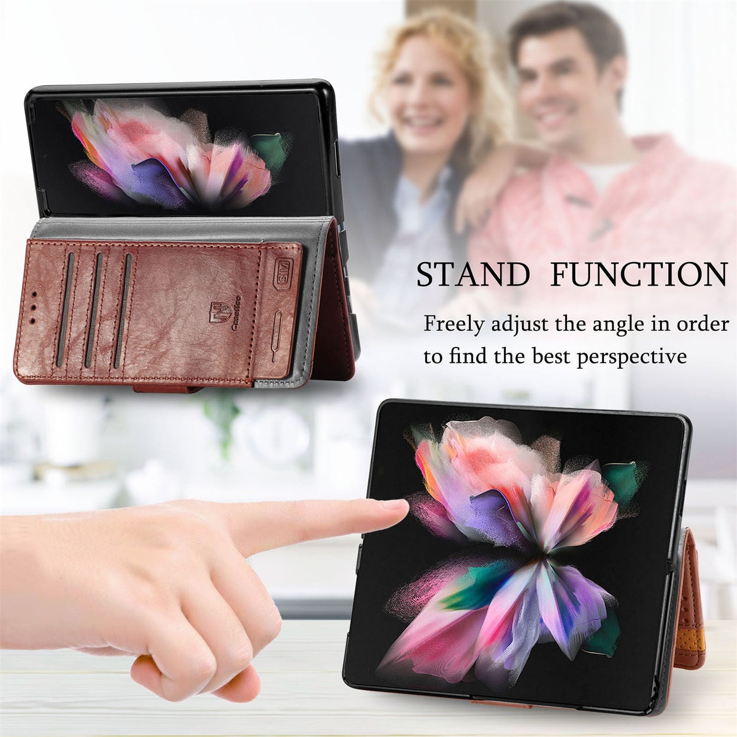 Étui de téléphone en cuir magnétique pour Samsung Galaxy Z Fold3 5G