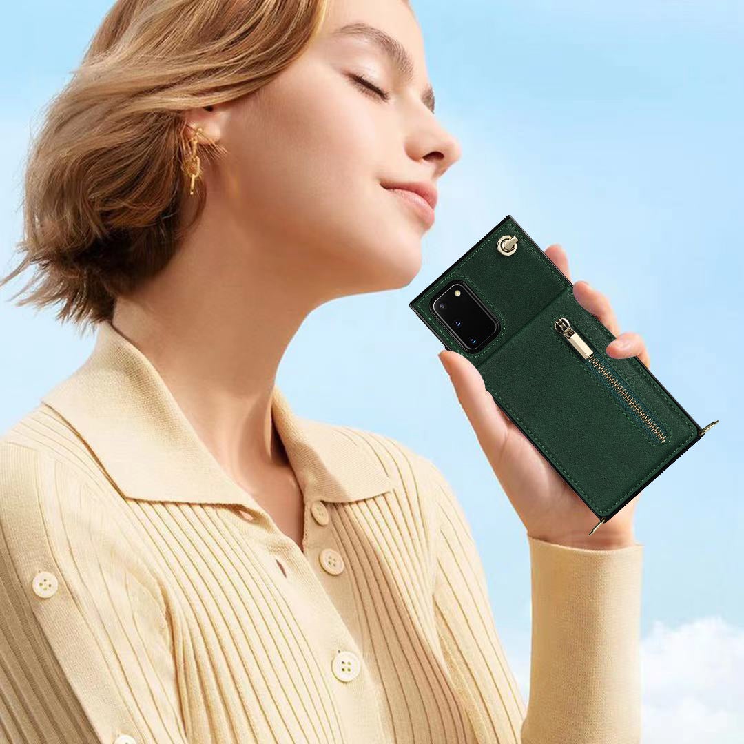 Nouvel Étui de Téléphone à Fermeture Éclair Bandoulière pour Samsung Note20/Note20 5G