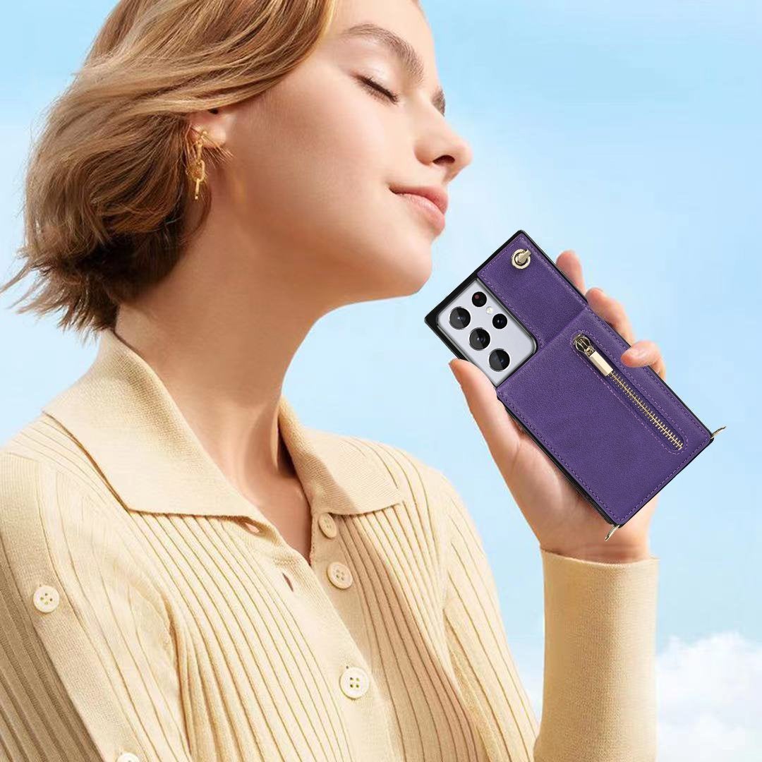 Nouveau portefeuille de téléphone à fermeture éclair pour Samsung