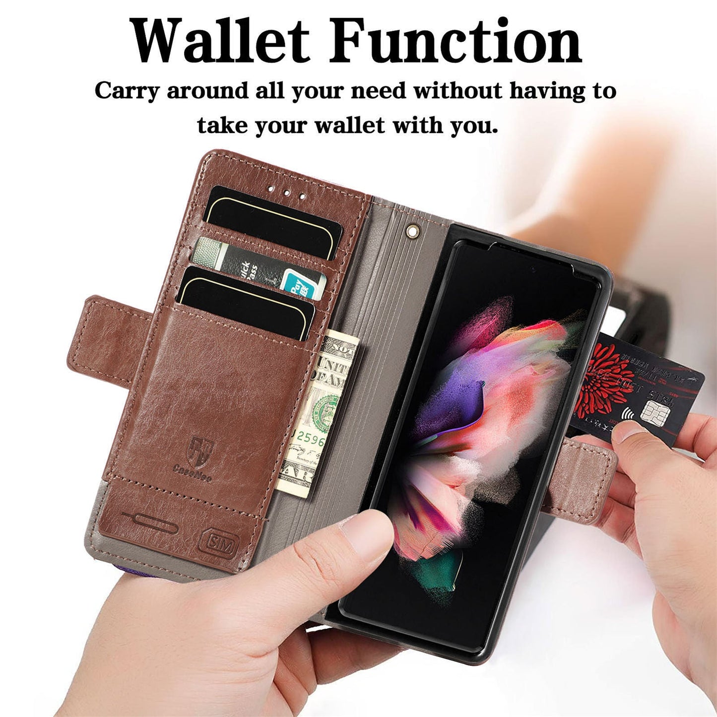 Étui de téléphone en cuir magnétique pour Samsung Galaxy Z Fold3 5G
