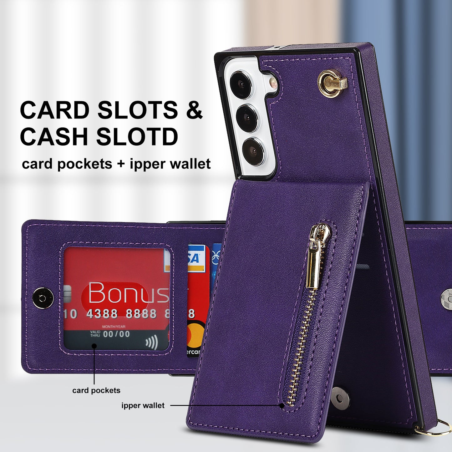 New Crossbody Zipper Wallet Phone Case For Samsung S21FE