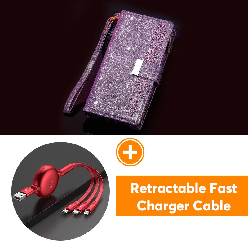 Glitzer Funkelnd Mädchenhaft Bling Leder Flip Cover für Samsung Note20/Note20 5G