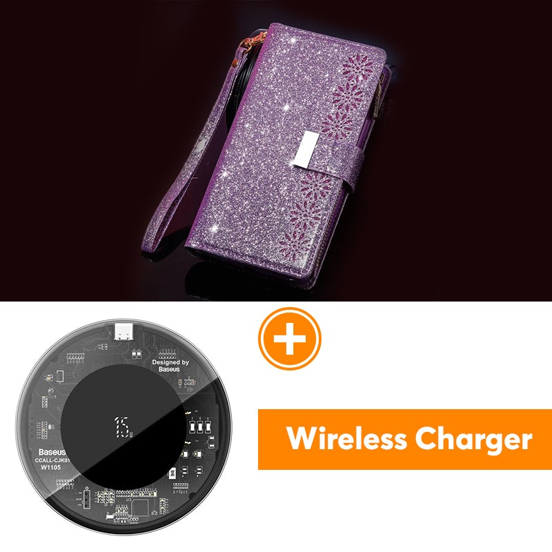 Glitzer Funkelnd Mädchenhaft Bling Leder Flip Cover für Samsung Note20/Note20 5G