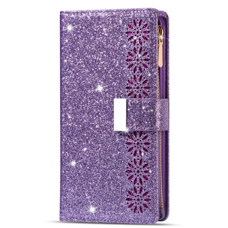 Glitzer Glitzernd Mädchenhaft Bling Leder Klapphülle für Samsung S20 FE