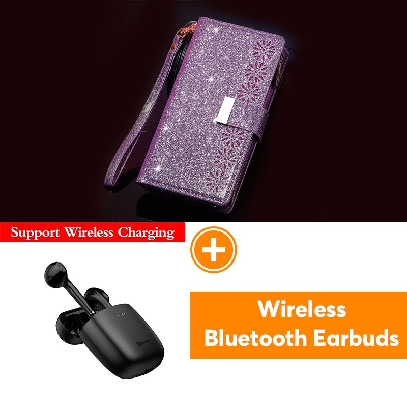 Glitzer Funkelnd Mädchenhaft Bling Leder Flip Cover für Samsung Note20/Note20 5G