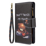 Large Capacity Painted Zipper Leather Case For Samsung S21FE