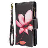 Large Capacity Painted Zipper Leather Case For iPhone 13 Series