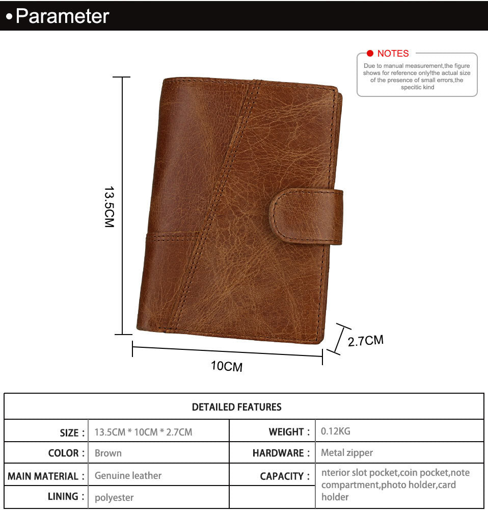 RFID Genuine Leather Card Holder Trifold Men Wallet