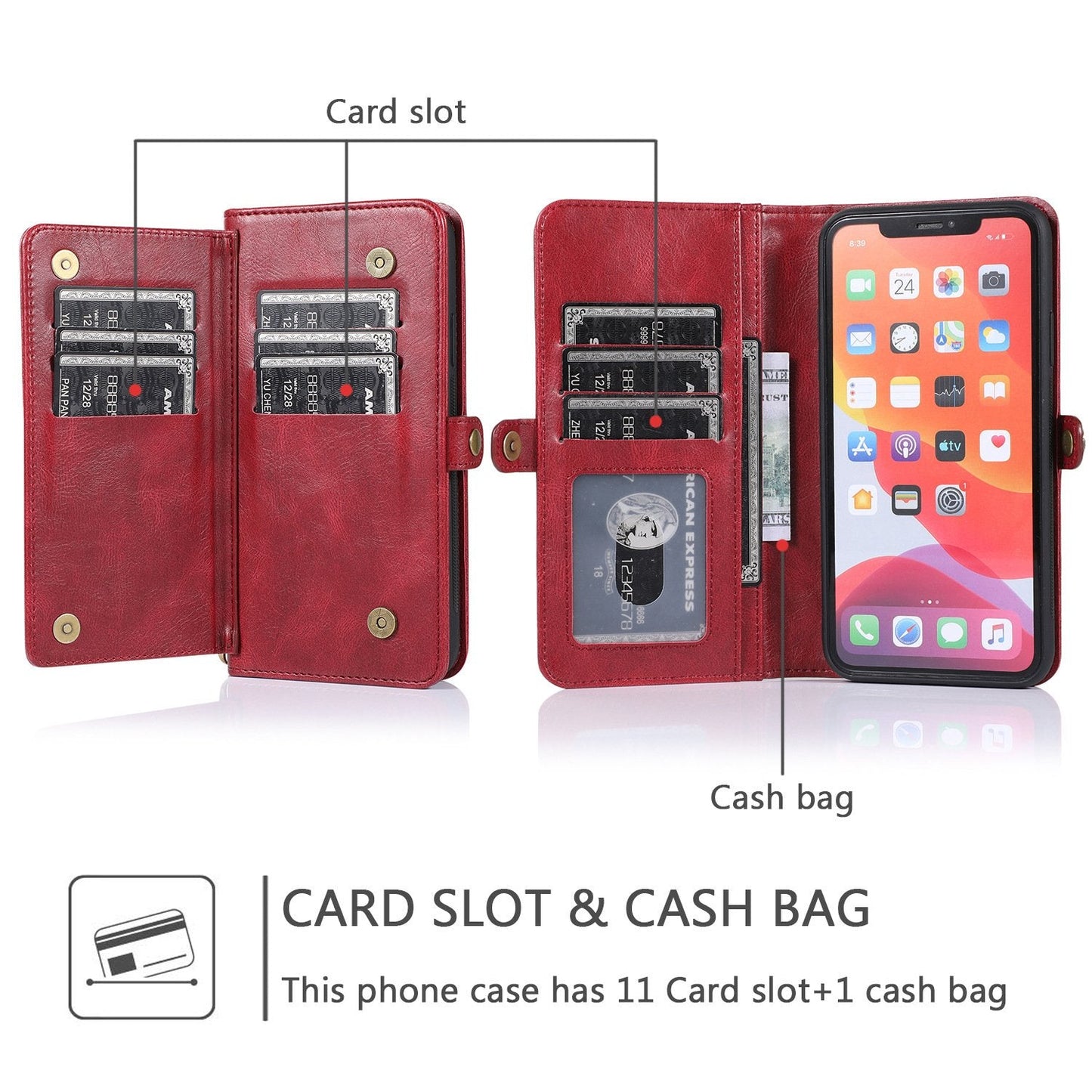 Multifunktionales magnetisches Split-Wallet Handyhülle für die iPhone 13 Serie