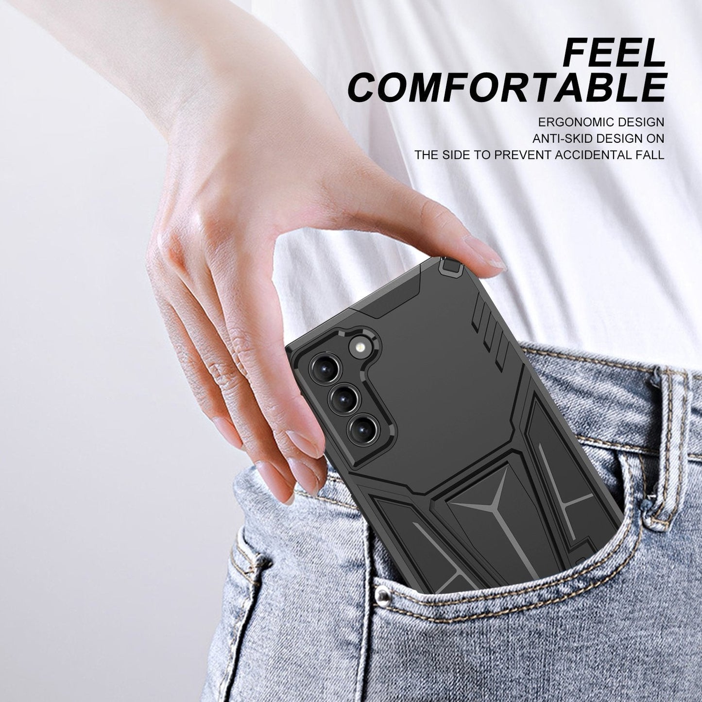 Nouvelle Coque de Téléphone Magnétique avec Support d'Armure Extraordinaire pour Samsung S21FE