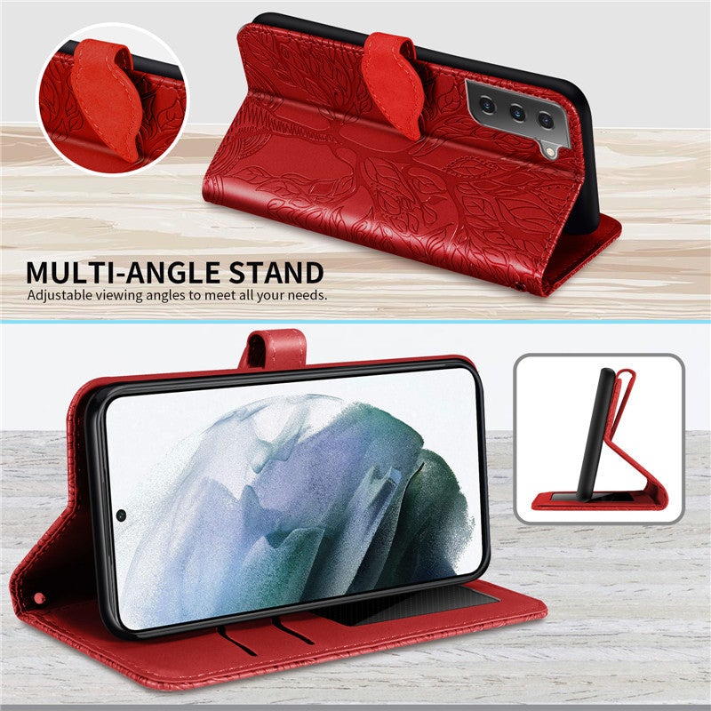 Neue 3D geprägte Baum des Lebens Brieftaschen-Handyhülle für Samsung S Serie