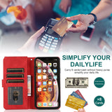 Luxury Skin Feel Multi-card Zipper Leather Case For iPhone X/XS