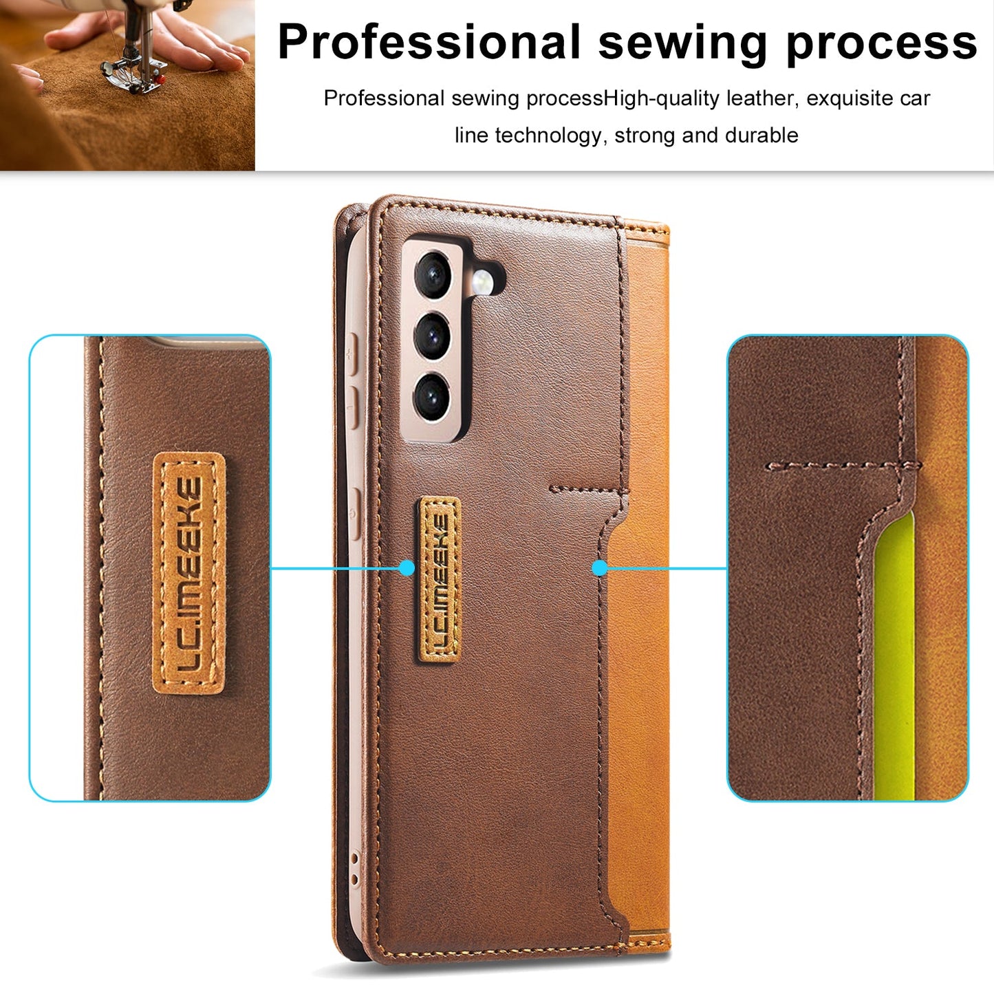Étui portefeuille magnétique de haute qualité pour Samsung S21 5G