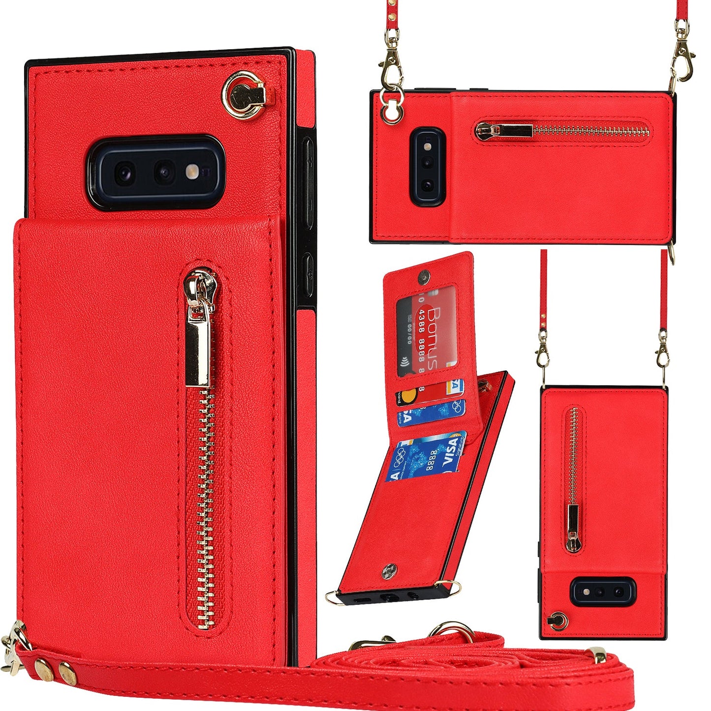 Nouveau portefeuille zippé à bandoulière pour Samsung S10E